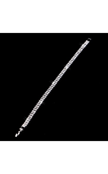 Ladies' Double Rows Alloy With Irregular Cubic Zirconia Bracelets